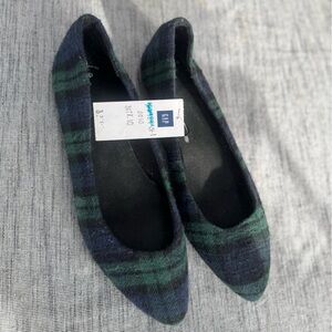 NWT GAP Women's Tartan Flats - Navy and Forest Green